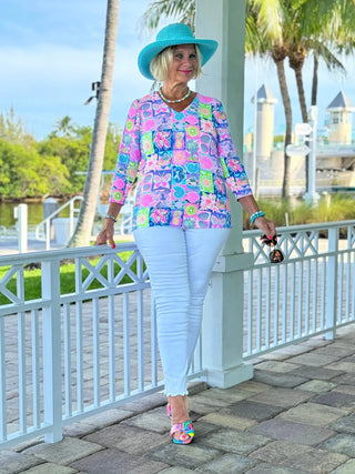 SANDY BEACH COLOR V NECK LULU-B