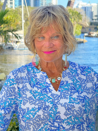 LULU B CORAL BREEZE NOTCH SLEEVE DRESS LULU-B