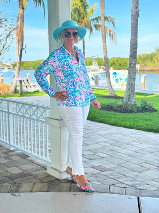 SPLASH OF PINK  HALF ZIPPER LULU-B