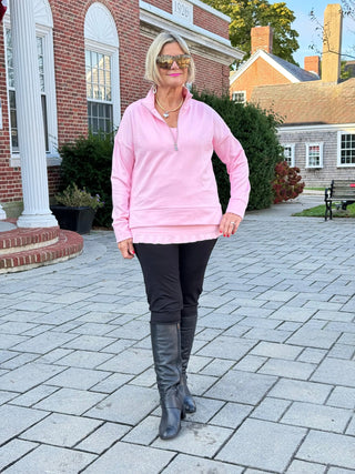CLEAR PINK HALF ZIPPER LULU-B