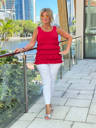 LULU-B CRIMSON RED CHA CHA TANK LULU-B