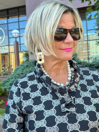 LULU-B BLACK & SILVER METALICA RUFFLE SLEEVE DRESS LULU-B