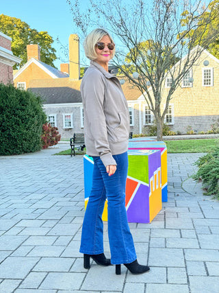 TAUPE FULL ZIPPER JACKET LULU-B