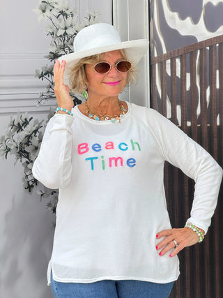LULU-B WHITE BEACH TIME SWEATER LULU-B