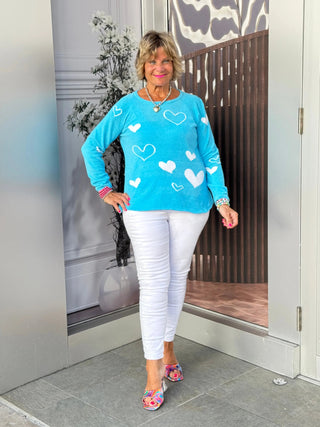 AQUA HEART CHENILLE SWEATER LULU-B