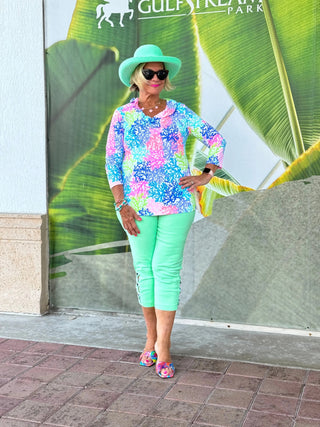 LULU-B CLEAR GREEN RHINESTONE CAPRI LULU-B