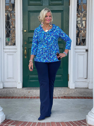FANTASTIA BLUE RUFFLE SLEEVE TOP LULU-B