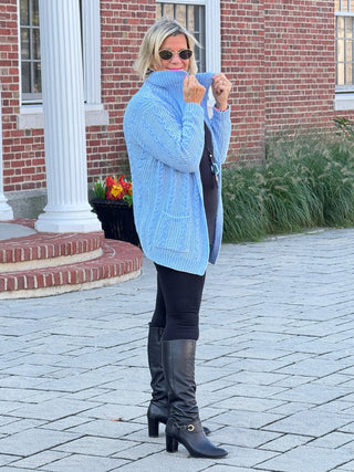 CARDIGAN PLUSH SOFT BLUE CARDIGAN SWEATER Cathys Place