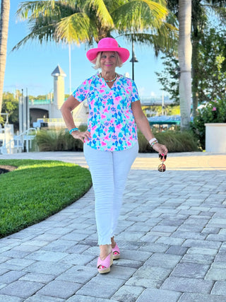 PINK PETALS SHORT SLEEVE TOP LULU-B