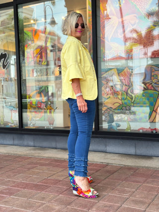 LULU-B SOUTH BEACH NAVY DENIM ANKLE PANT LULU-B