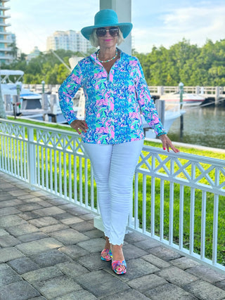 SPLASH OF PINK  HALF ZIPPER LULU-B