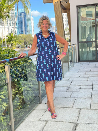 LULU B MIDNIGHT REEF RUFFLE DRESS LULU-B