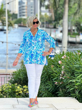 BLUE DREAMING HEARTS TUNIC LULU-B