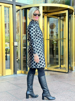 LULU-B BLACK & SILVER METALLIC ZIPPER DRESS LULU-B