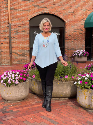 LULU-B SOFT BLUE ASYMMETRIC TOP LULU-B