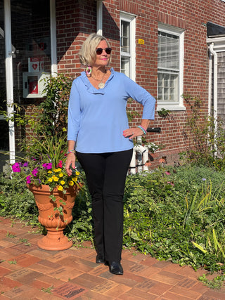 LULU-B SOLID LIGHT PERRI RUFFLE TOP LULU-B