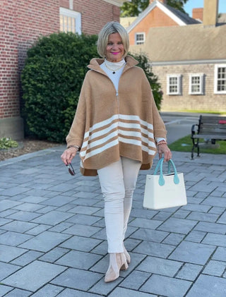 BAR HARBOR CAMEL FULL ZIP CAPE Accent fashions