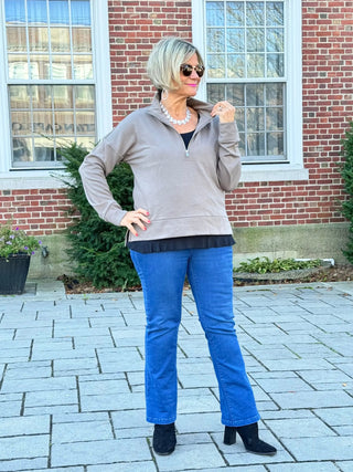 TAUPE HALF ZIPPER LULU-B