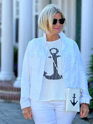 LULU-B WHITE ANCHOR SWEATER LULU-B