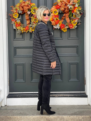 BLACK LONG SLEEVE PUFFER JACKET LULU-B