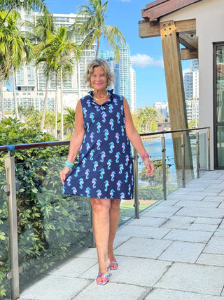 LULU B MIDNIGHT REEF RUFFLE DRESS LULU-B