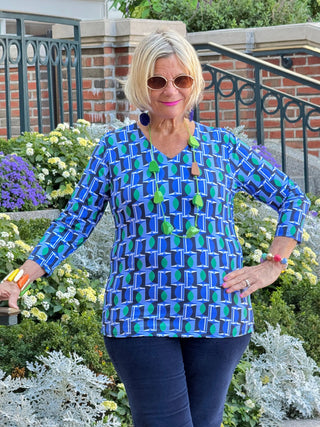 Lulu B Seaport Geo V-Neck Top LULU-B