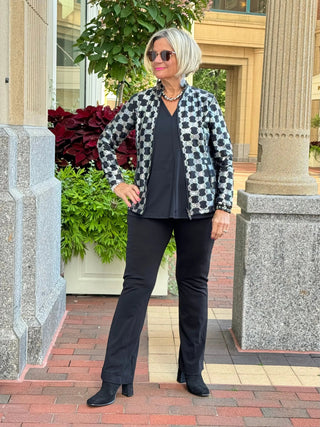 LULU-B BLACK & SILVER METALIC FULL ZIPPER JACKET LULU-B