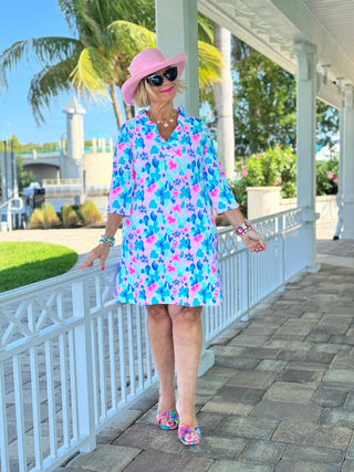 PINK PETALS RUFFLE NECK DRESS LULU-B