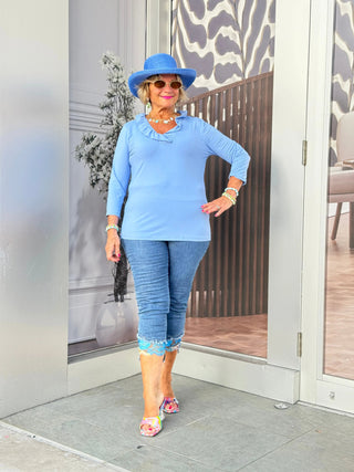 LULU-B CLEAR PERI RUFFLE TOP LULU-B