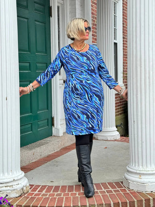 LULU-B SIZZLE BLUE SLEEVE DRESS LULU-B