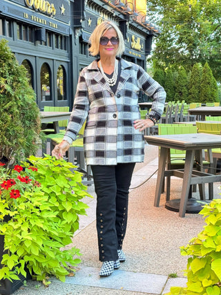 Ethyl Luxe Check Knit Jacket - Trooper ETHYL JEANS