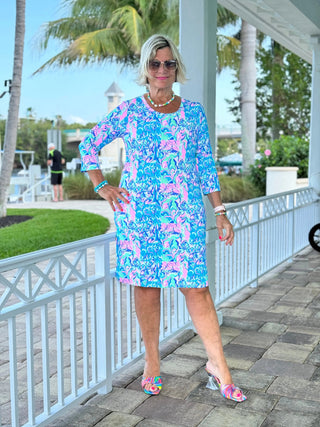 SPLASH OF PINK  SLEEVE DRESS LULU-B