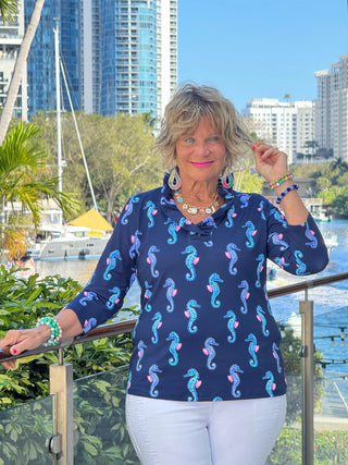 LULU B MIDNIGHT REEF RUFFLE TOP LULU-B