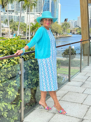 LULU B COASTAL BLOOM MIDI SHIFT MAXI DRESS LULU-B