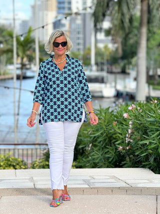 BLUE MEDALLION TUNIC LULU-B