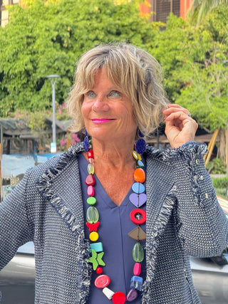 LULU-B  CITY LIMIT NAVY FRINGE JACKET LULU-B