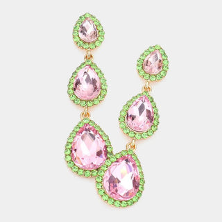 Triple Teardrop Stone Drop Down Evening Earrings Art Collections