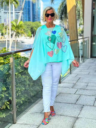 SWAROVSKI CRYSTAL SEAFOAM HEART TOP KOKOMO
