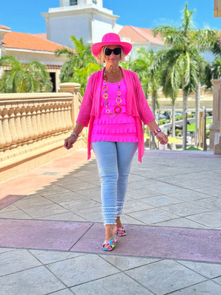 HOT PINK MESH RUFFLE WRAP LULU-B
