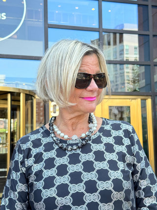 LULU-B BLACK & SILVER METALICA SLEEVE DRESS LULU-B