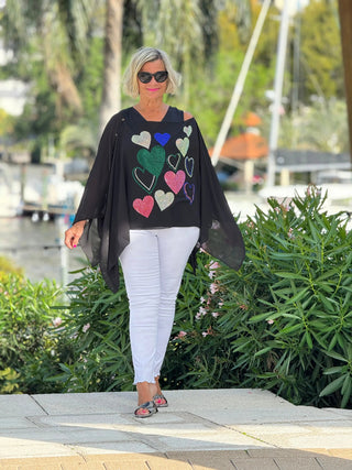 SWAROVSKI CRYSTAL BLACK HEART TOP KOKOMO
