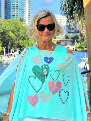 SWAROVSKI CRYSTAL SEAFOAM HEART TOP KOKOMO