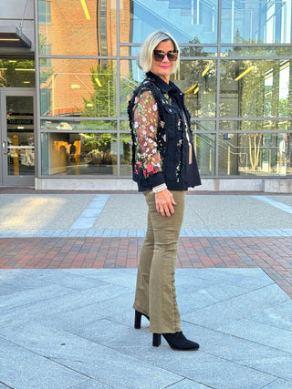 Ethyl The Long  Olive Lean Flair Jean - Elevated ETHYL JEANS