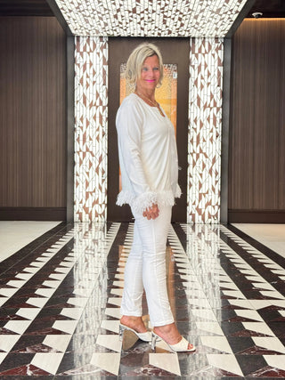 LULU-B WHITE FRINGE FANCY CARDIGAN LULU-B