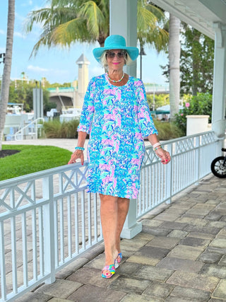 SPLASH OF PINK  RUFFLE SLEEVE DRESS LULU-B