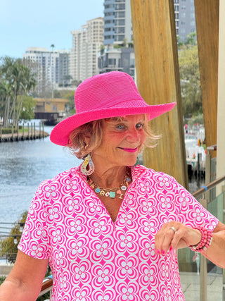 LULU B TROPIC PETALS HALF ZIPPER SHORT SLEEVE DRESS LULU-B