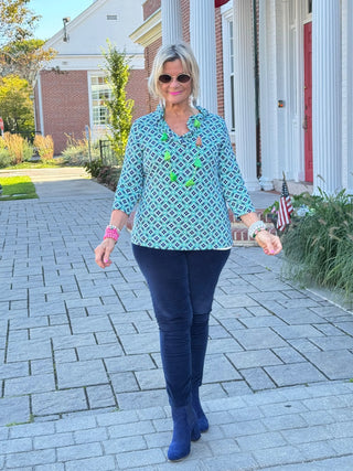 Lulu-B BAY CLUB Ruffle Neck Sleeve Top LULU-B