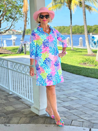 SALINA REEF RUFFLE NECK DRESS LULU-B