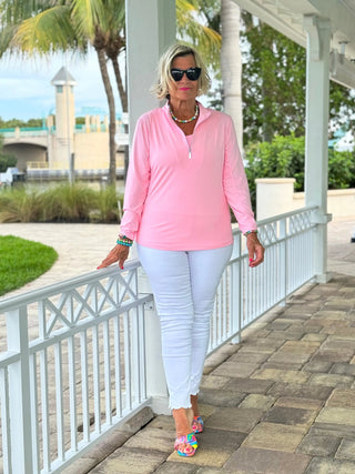 CLEAR PINK HALF ZIPPER LULU-B