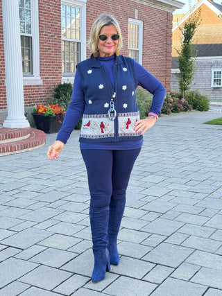 NAVY CABLE CARDNAL VEST Cathys Place